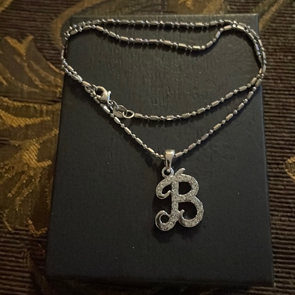 3/$10 Crystal encrusted “B” Initial Necklace - Picture 1 of 4